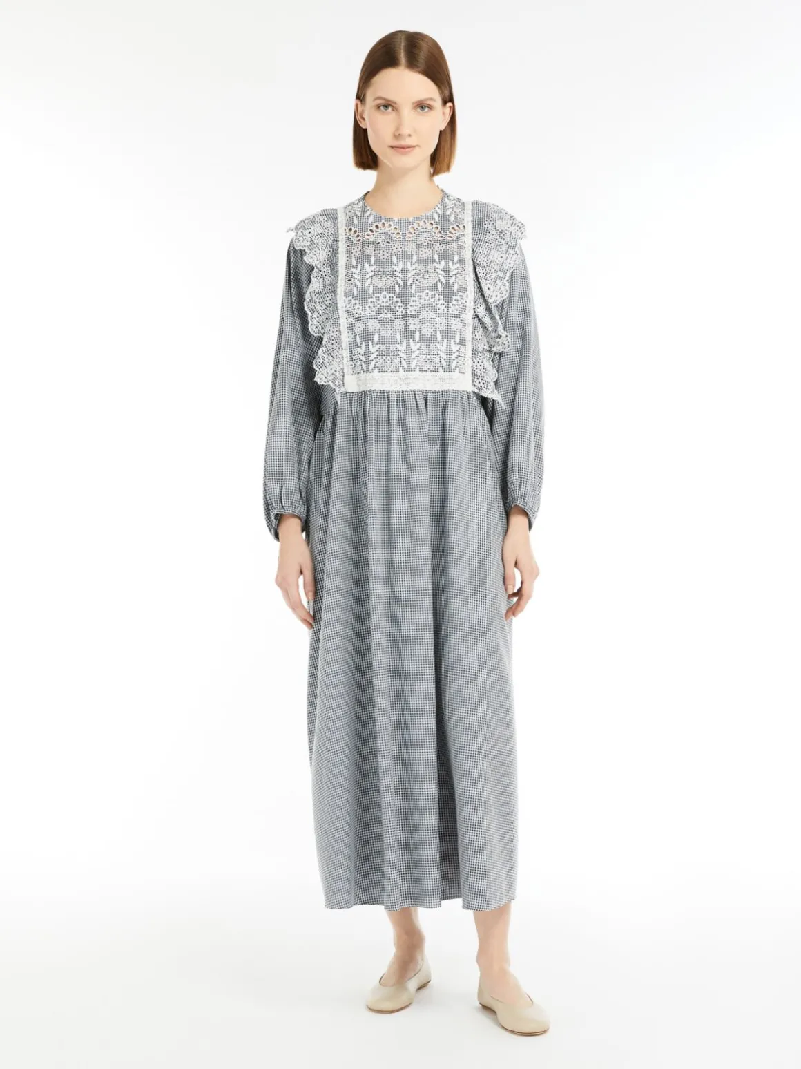 Cheap Abito in cotone Vichy con ricamo Abiti