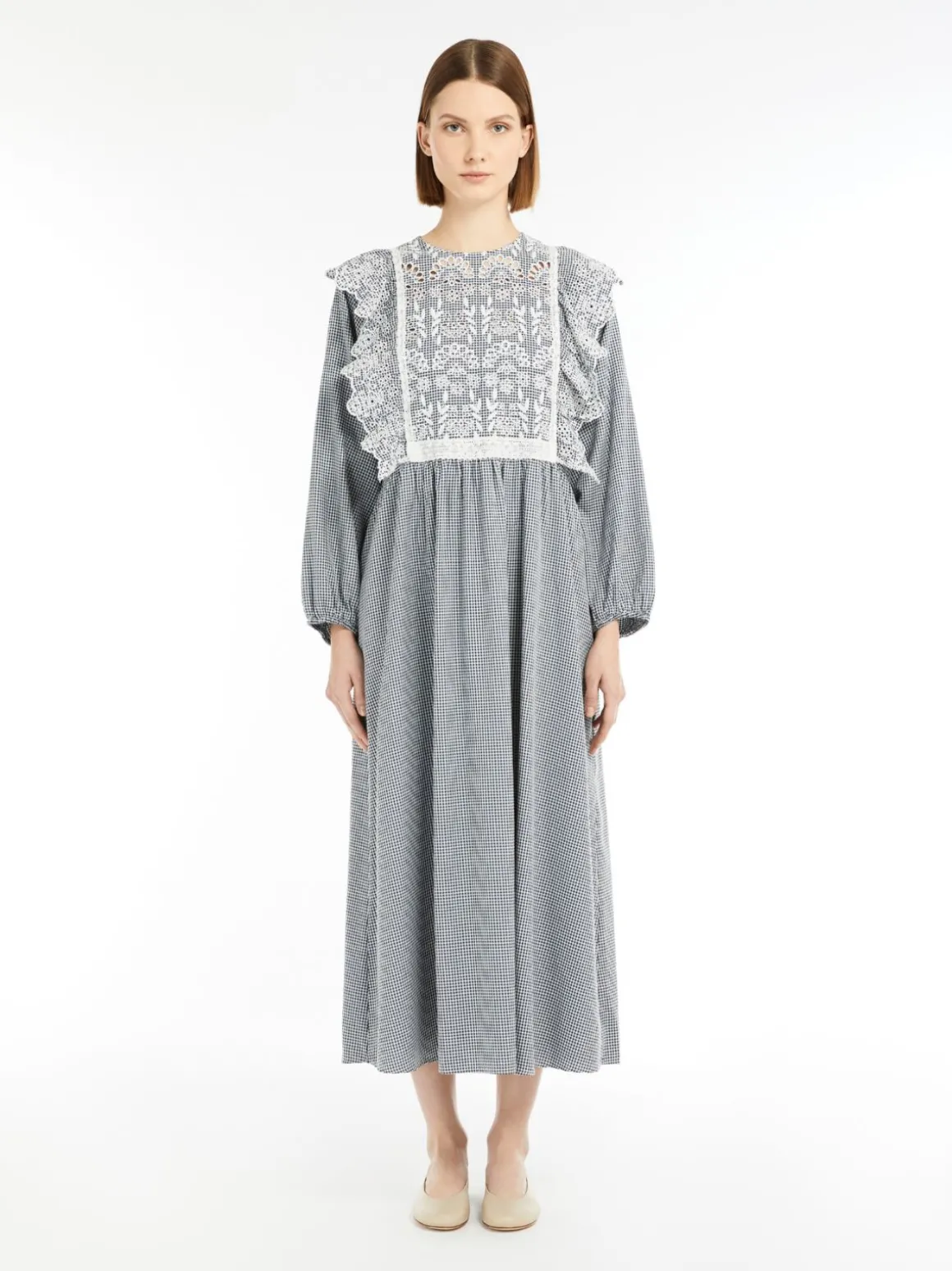 Cheap Abito in cotone Vichy con ricamo Abiti