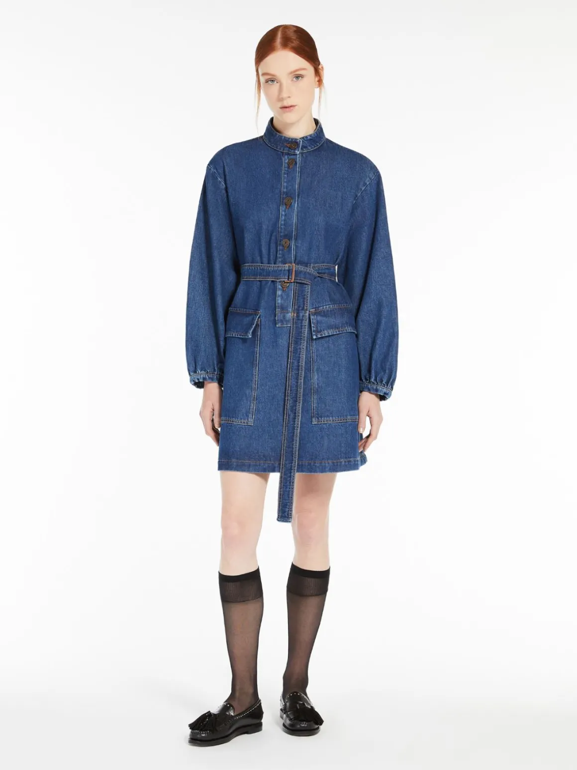 Online Abito in denim con cintura Abiti