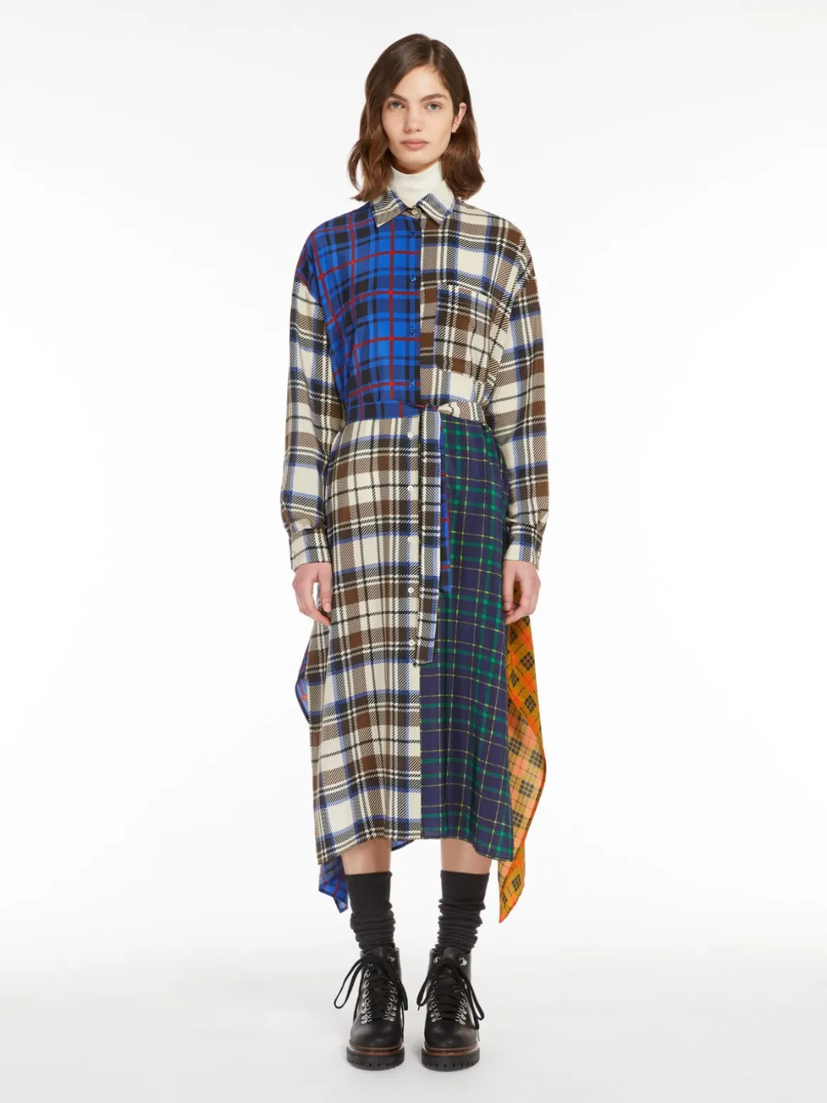 Clearance Abito patchwork in seta Abiti