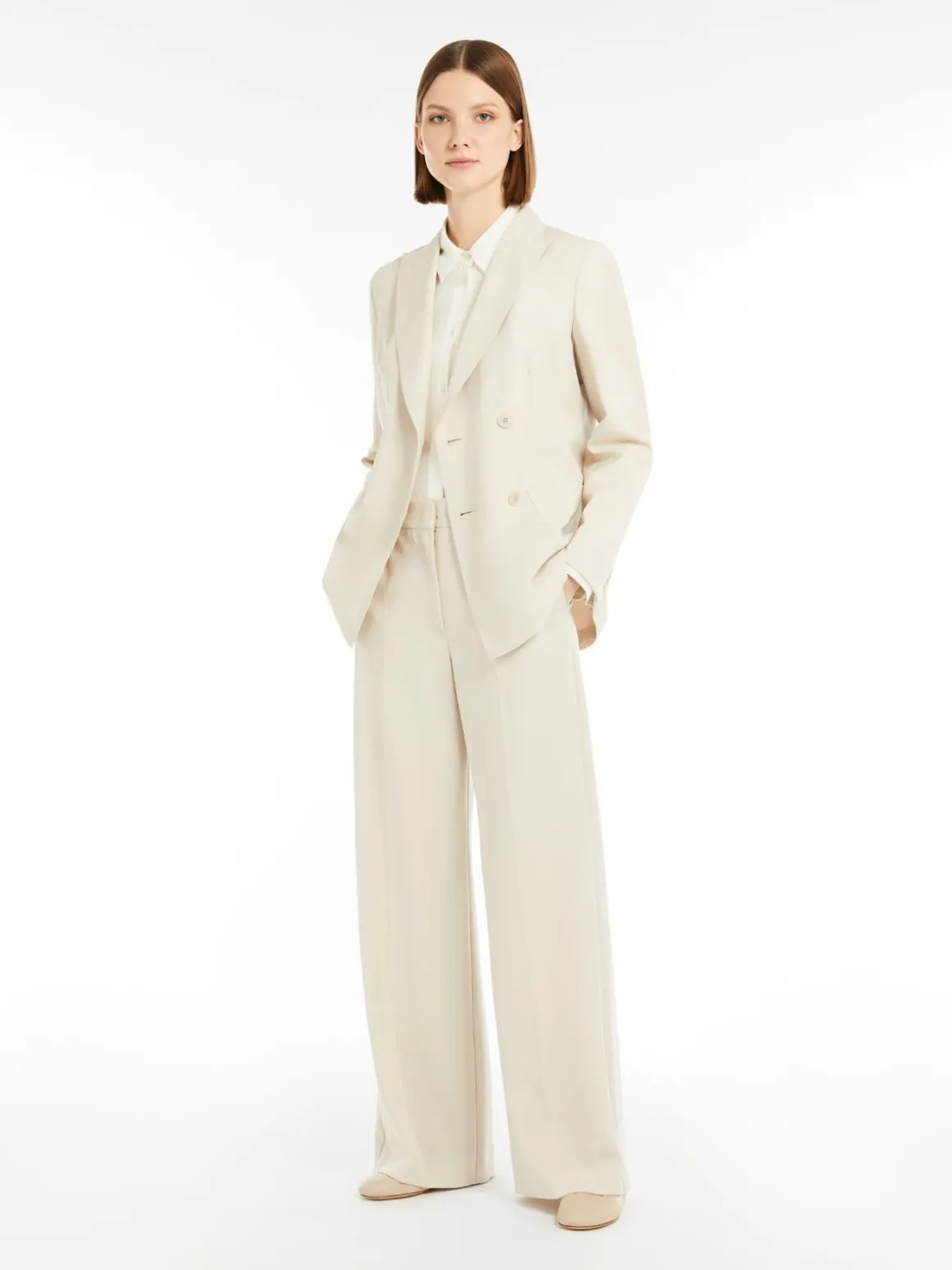 Fashion Blazer doppiopetto in tela di lana stretch Giacche Eblazer