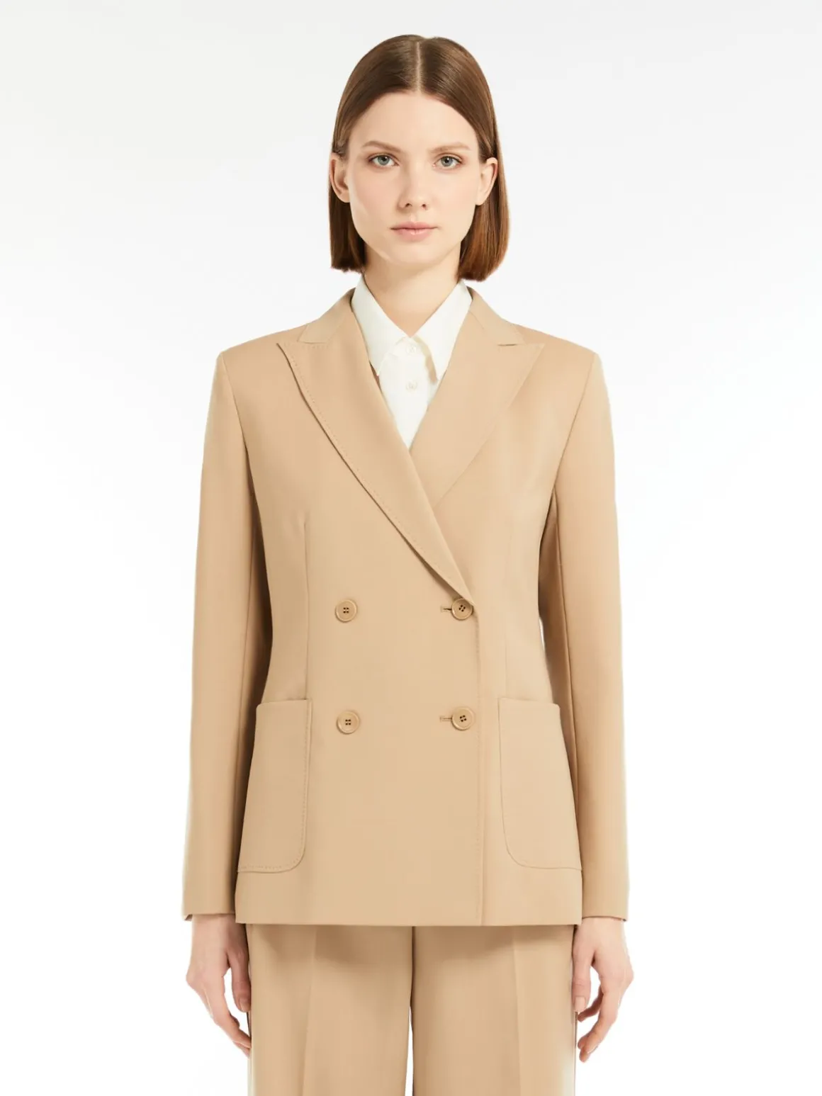 Clearance Blazer doppiopetto in tela di lana stretch Giacche Eblazer