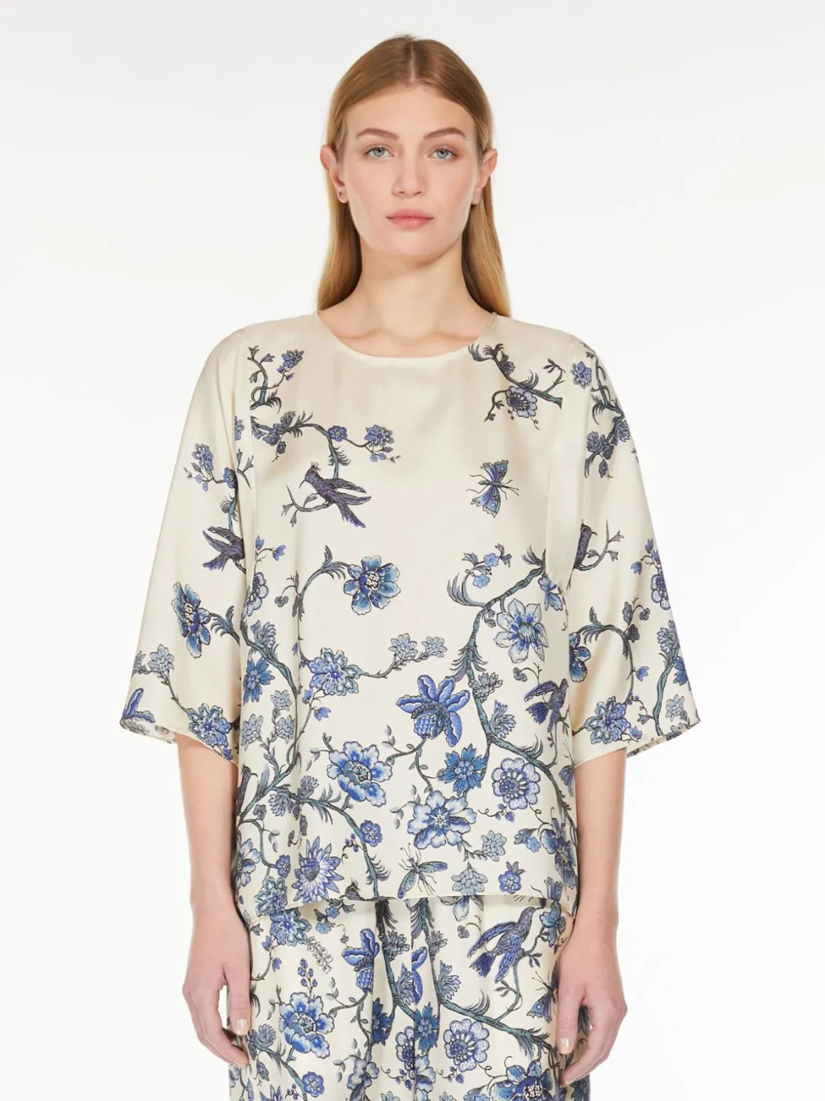 Clearance Blusa morbida in seta stampata Completie Tailleur | Camicie E Bluse