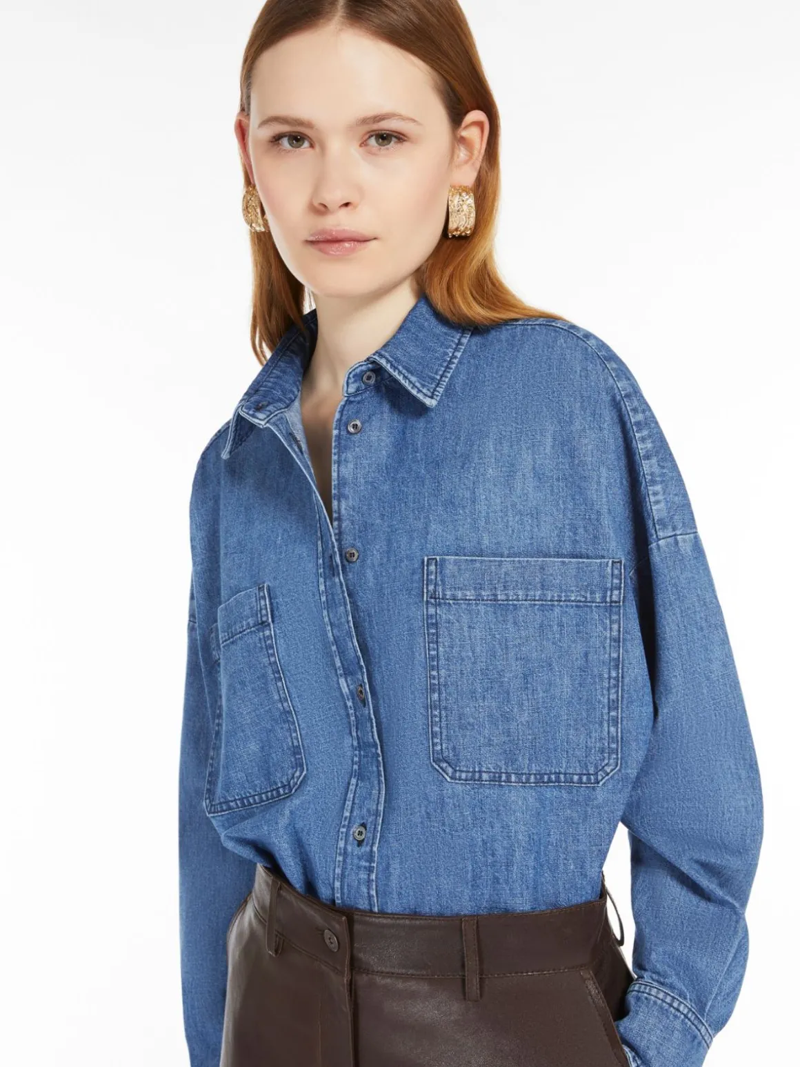 camicia_crop_in_denim_di_cotone_3.webp Flash Sale Camicia crop in denim di cotone Camicie E Bluse