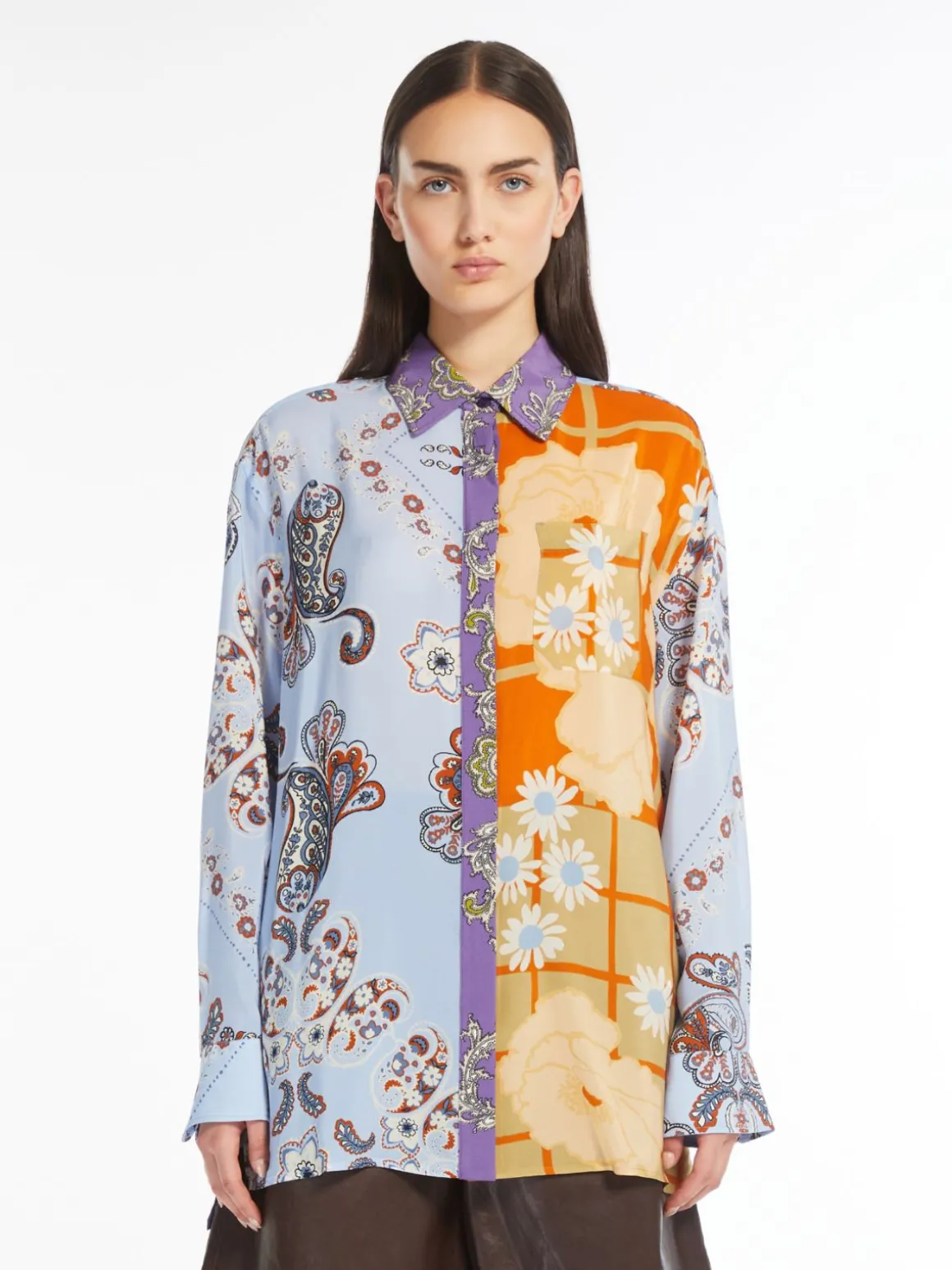 Online Camicia in crêpe de Chine stampata Camicie E Bluse