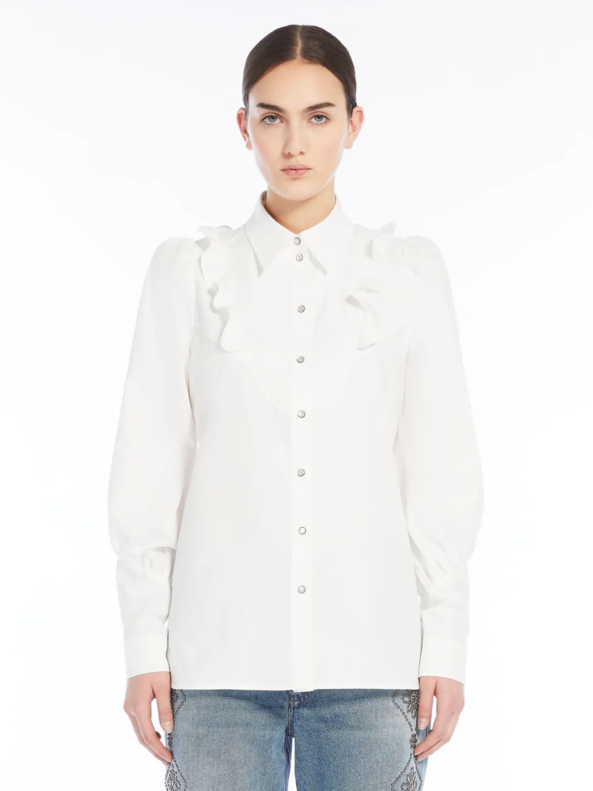 Cheap Camicia in twill di cotone con rouches Camicie E Bluse