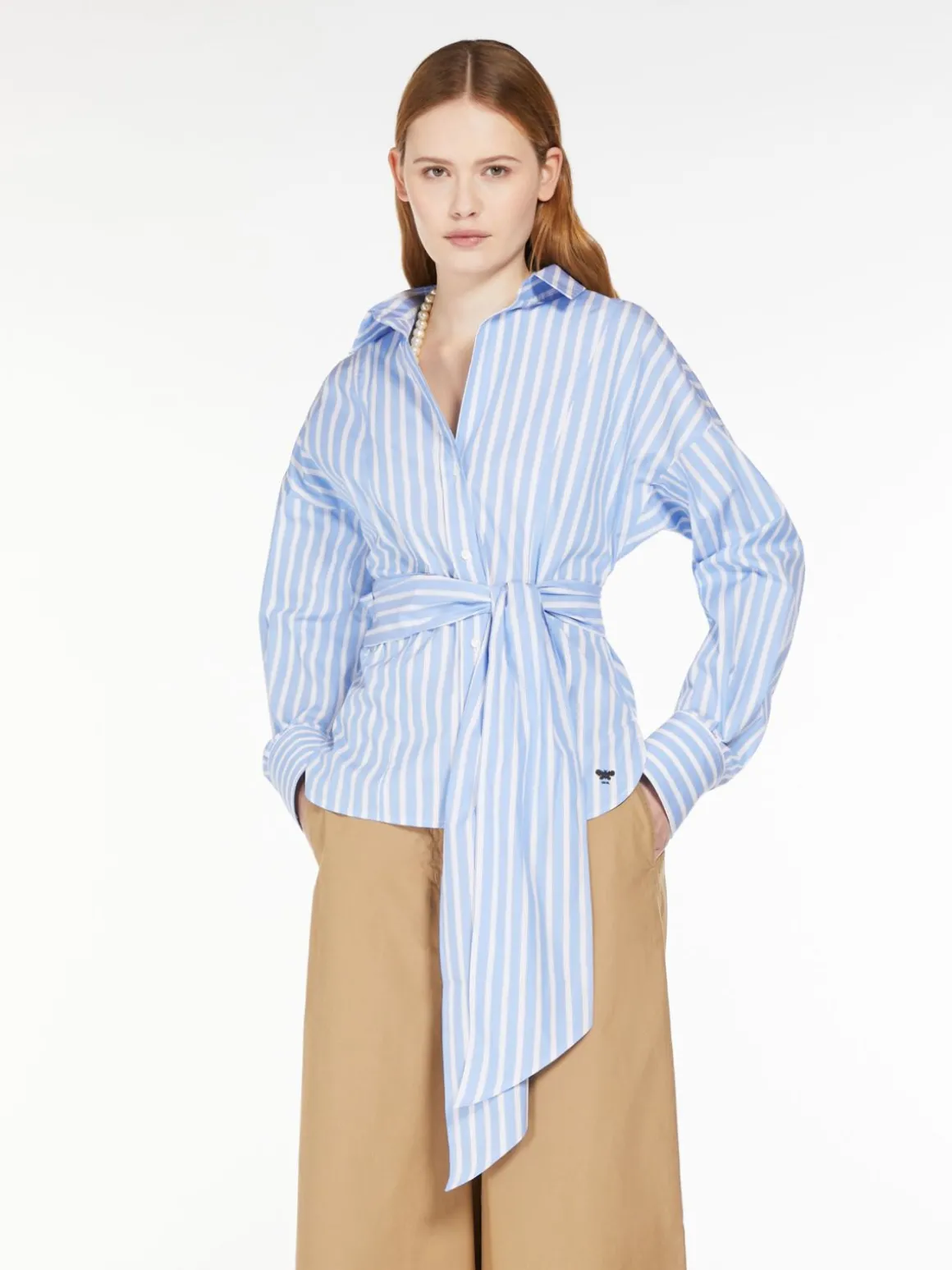 camicia_incrociata_in_popeline_di_cotone_3.webp Online Camicia incrociata in popeline di cotone Camicie E Bluse