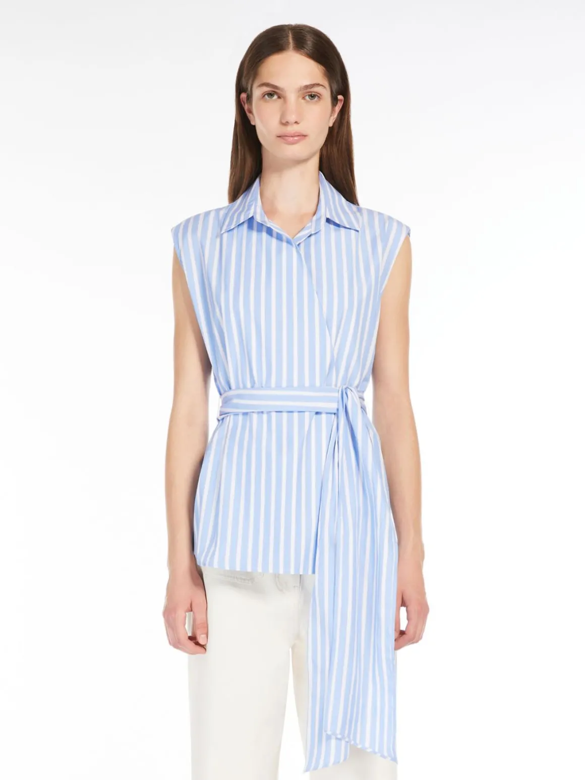 Outlet Camicia smanicata in popeline Camicie E Bluse