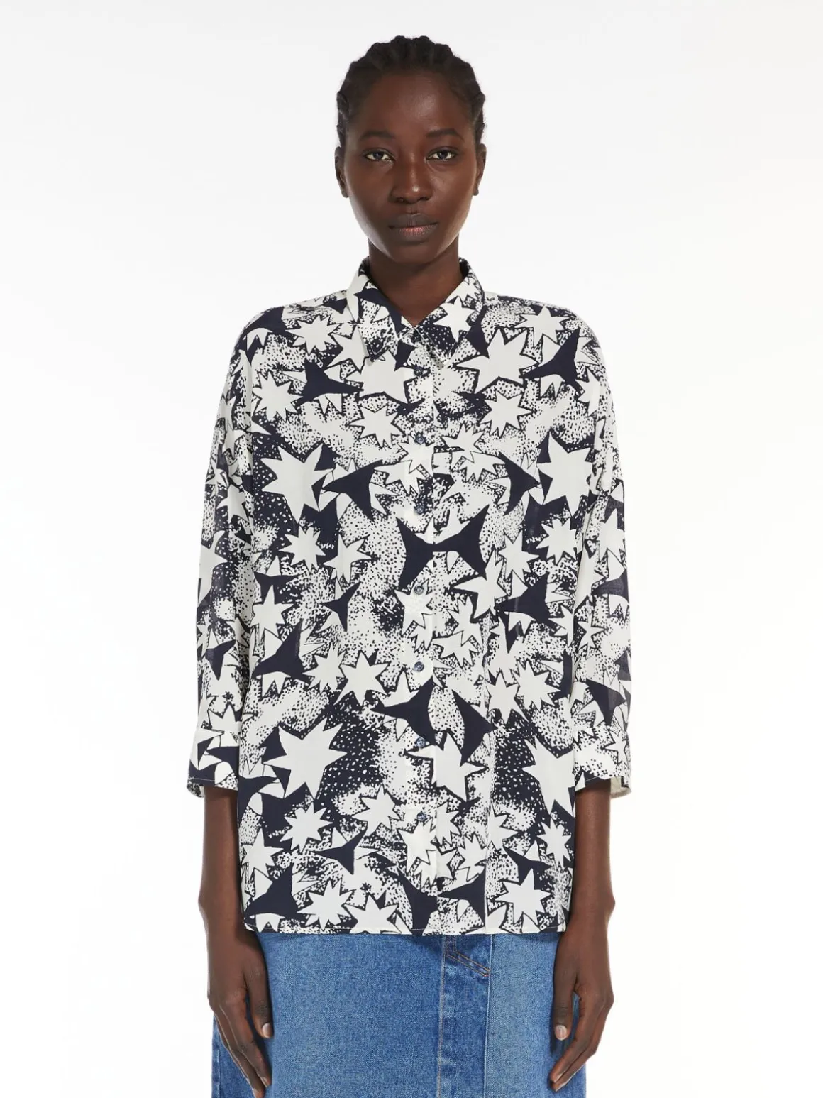 Outlet Camicia svasata in seta stampata Camicie E Bluse