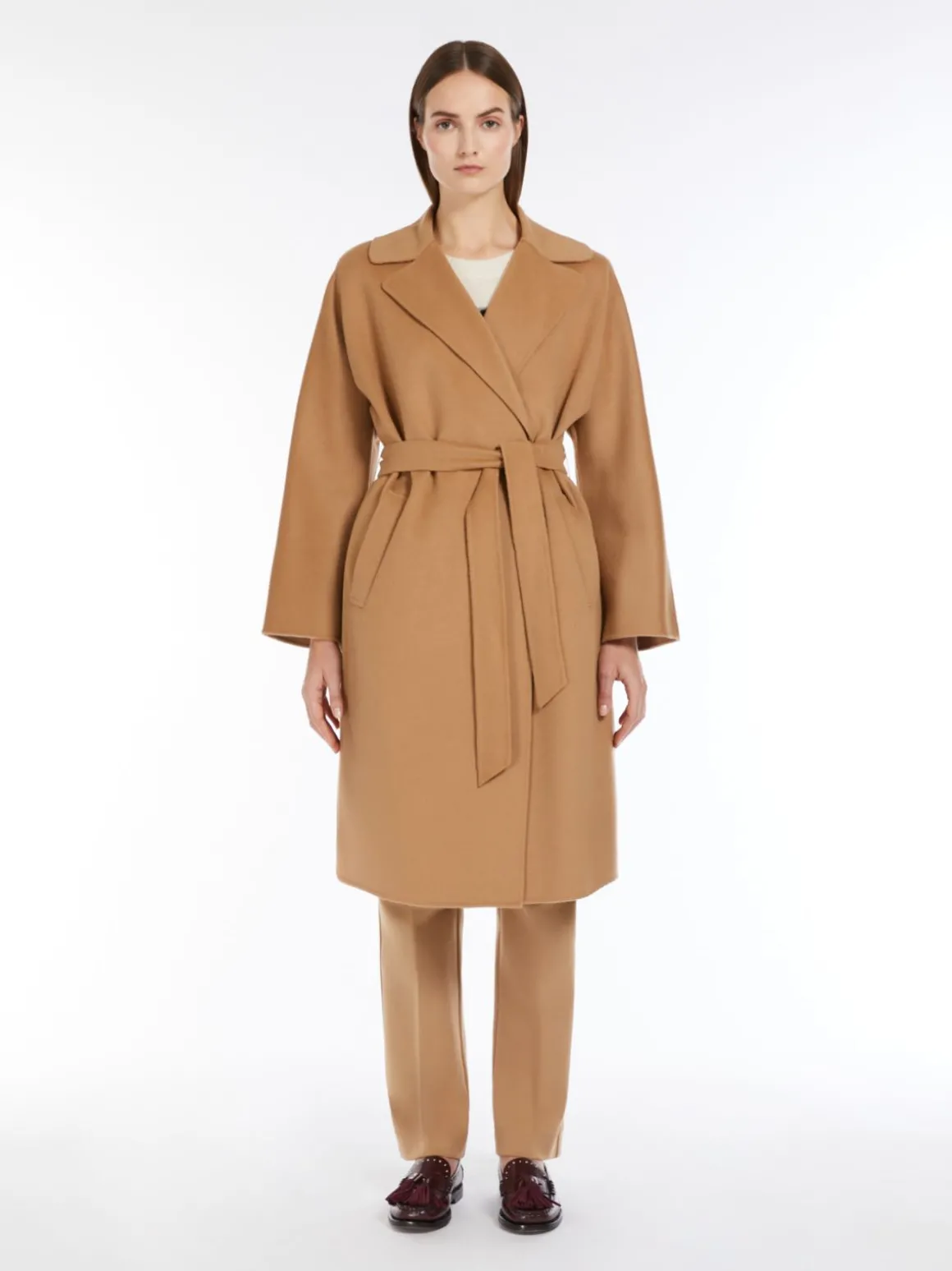 Shop Cappotto a vestaglia in double di misto lana Cappottietrench