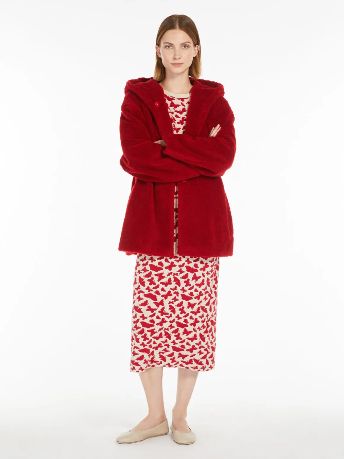 Outlet Cappotto a vestaglia in tessuto fluffy di lana Cappottietrench