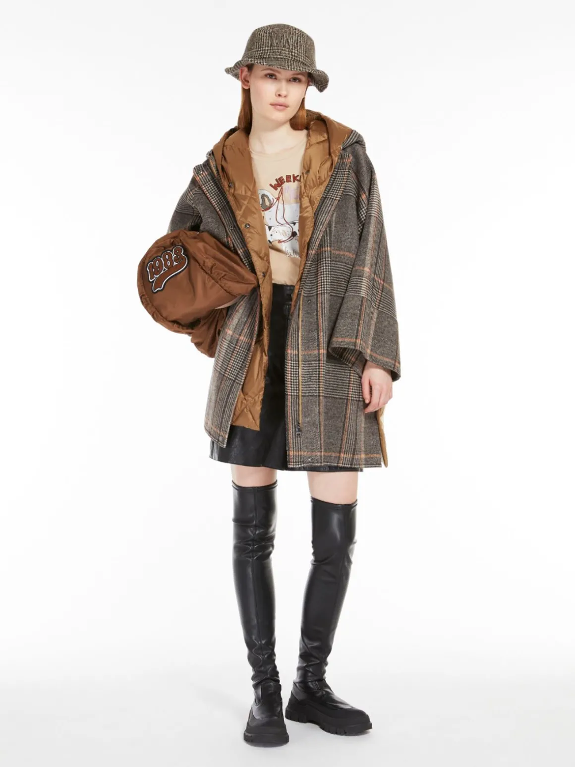 Sale Cappotto in lana check e tela antigoccia Imbottiti E Parka
