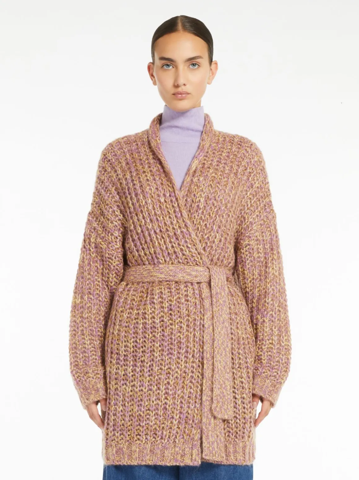 Store Cardigan a coste in mohair chiné Maglie