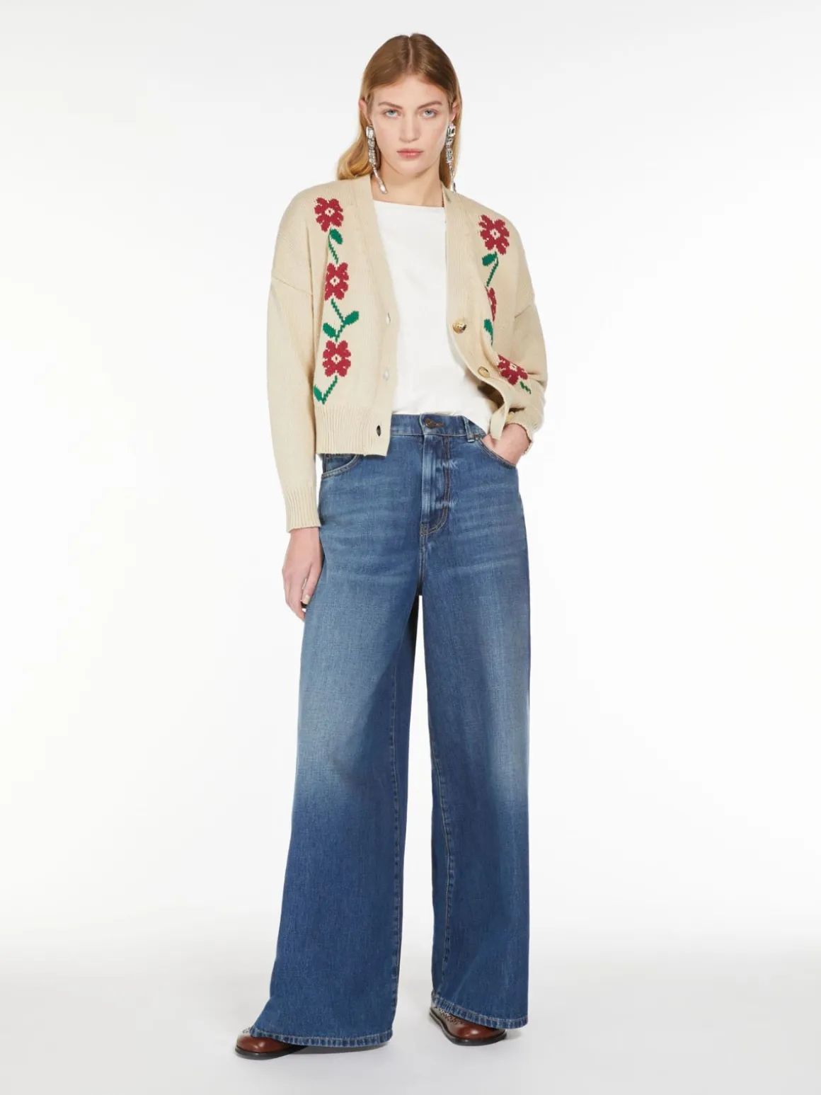 Hot Cardigan in cotone con intarsio Maglie