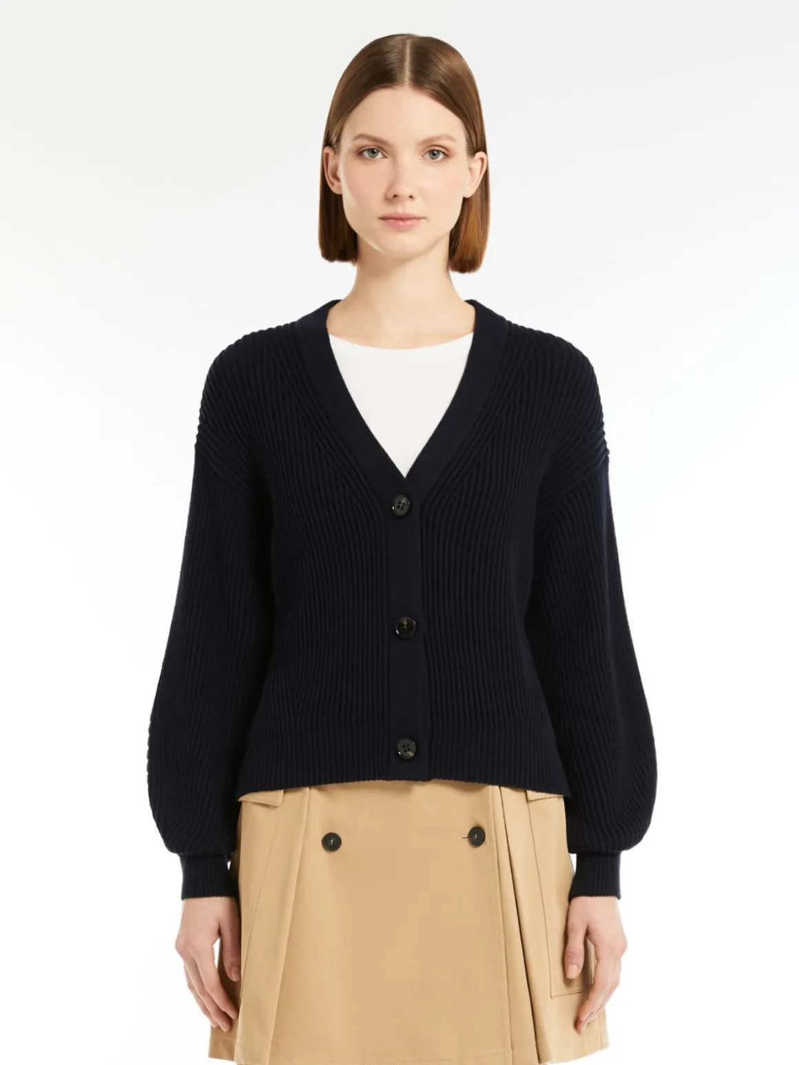 Sale Cardigan in filato di cotone a coste Maglie