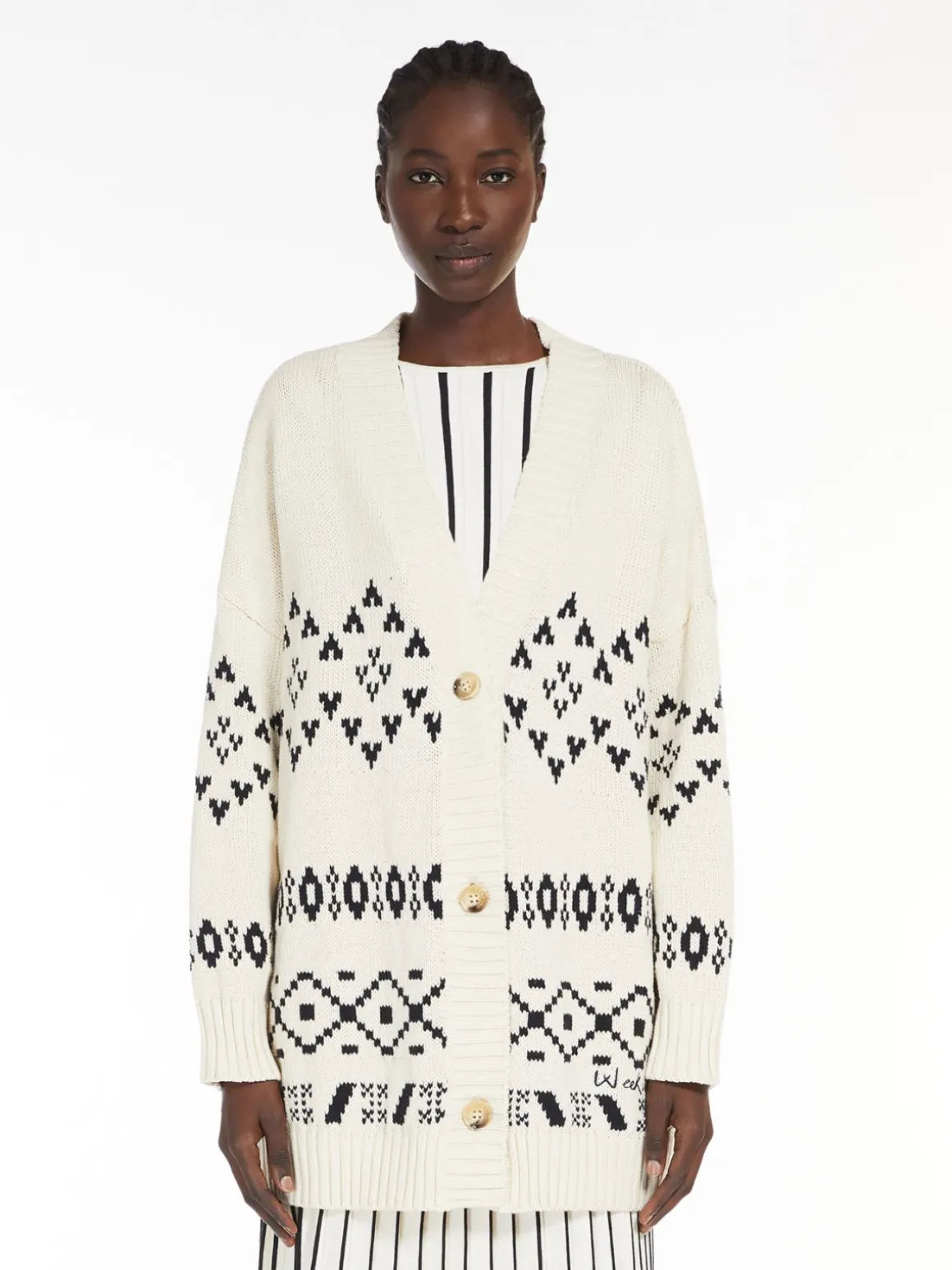 Cheap Cardigan oversize in cotone jacquard Maglie