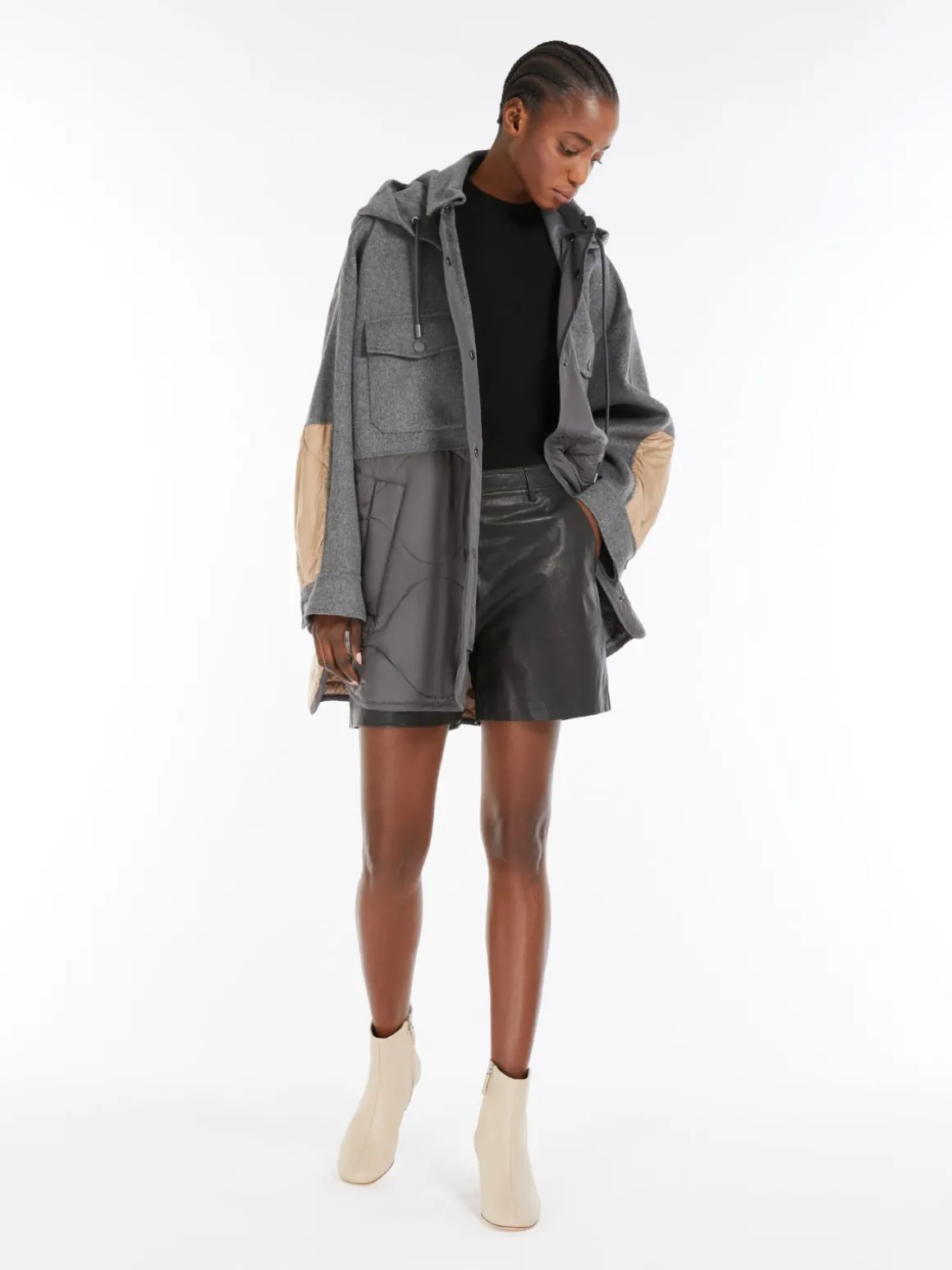 Store Giacca in double di lana e nylon Imbottiti E Parka