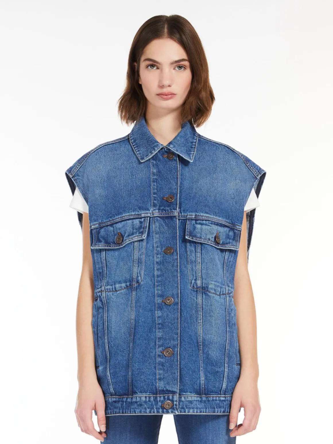 Hot Gilet in denim di cotone T-shirt E Top | Gilet
