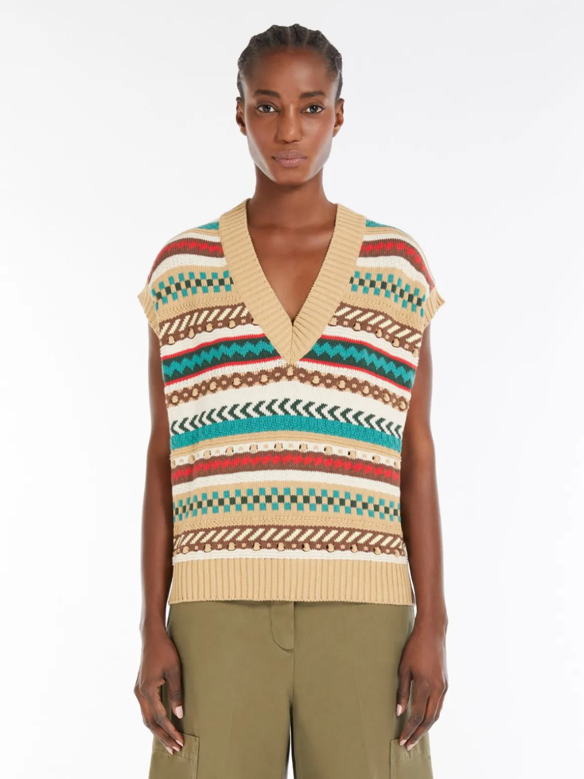 gilet_in_filato_di_cotone_jacquard_1.webp Hot Gilet in filato di cotone jacquard Maglie
