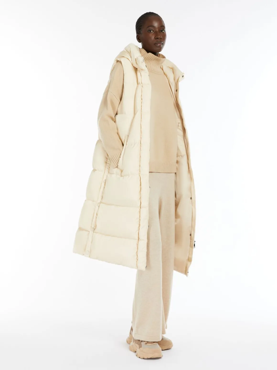 New Gilet lungo in taffetà antigoccia Gilet | Imbottiti E Parka