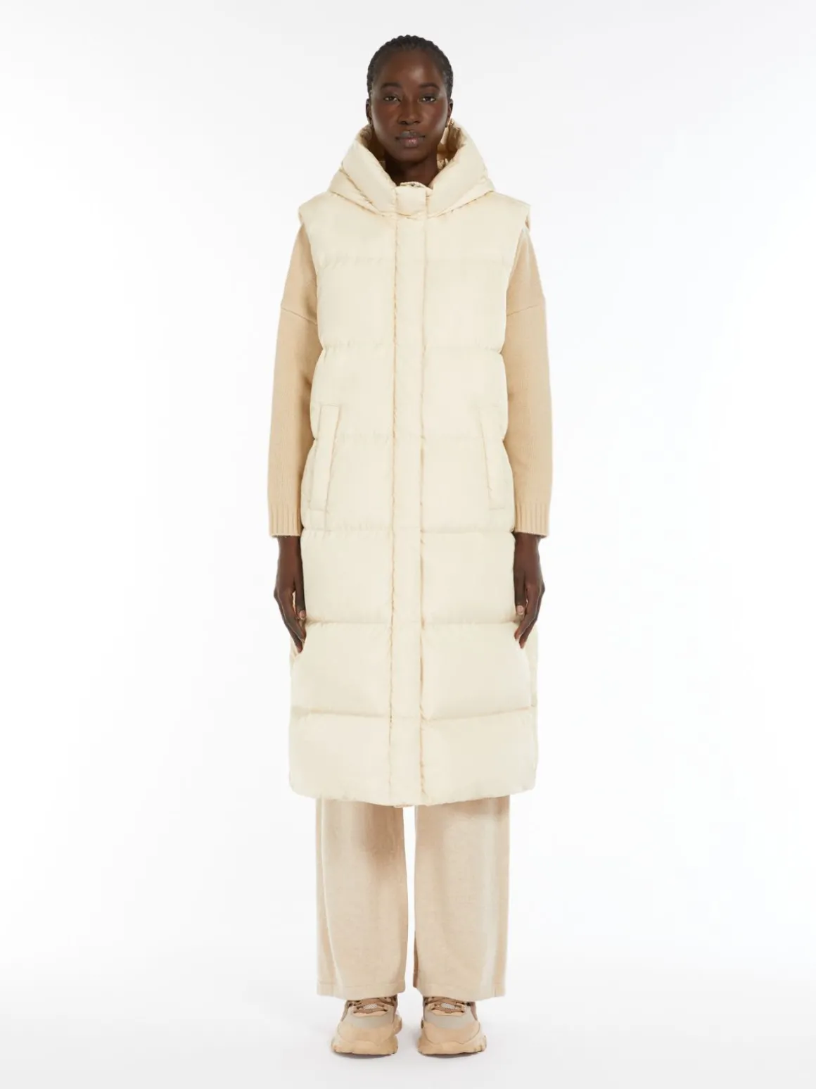 New Gilet lungo in taffetà antigoccia Gilet | Imbottiti E Parka