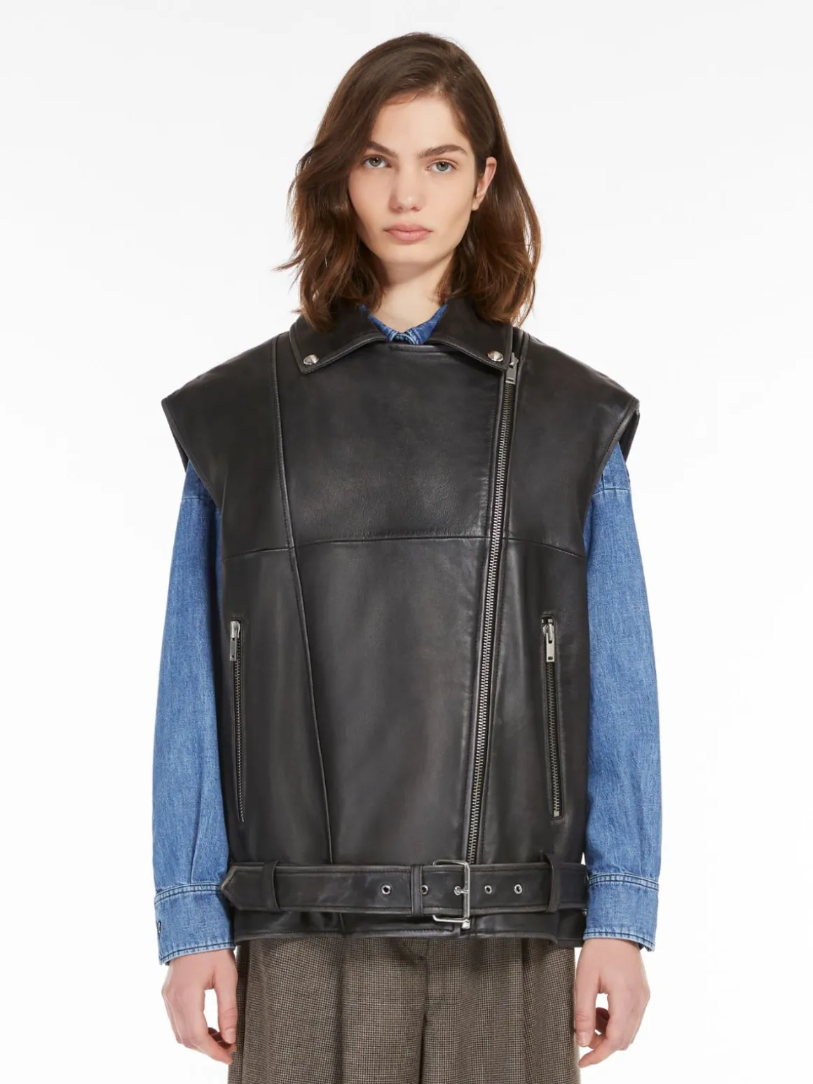 Sale Gilet oversize in pelle Gilet | Giacche Eblazer