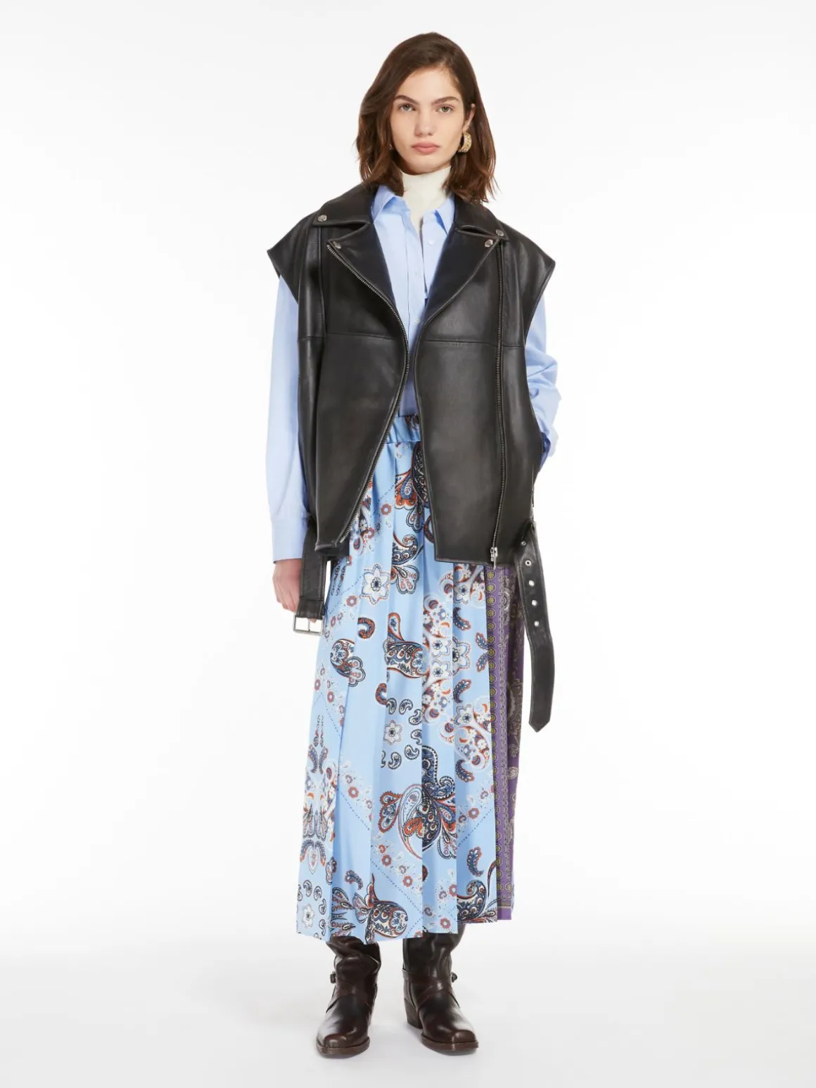 Best Sale Gonna a pieghe in twill stampato Gonne