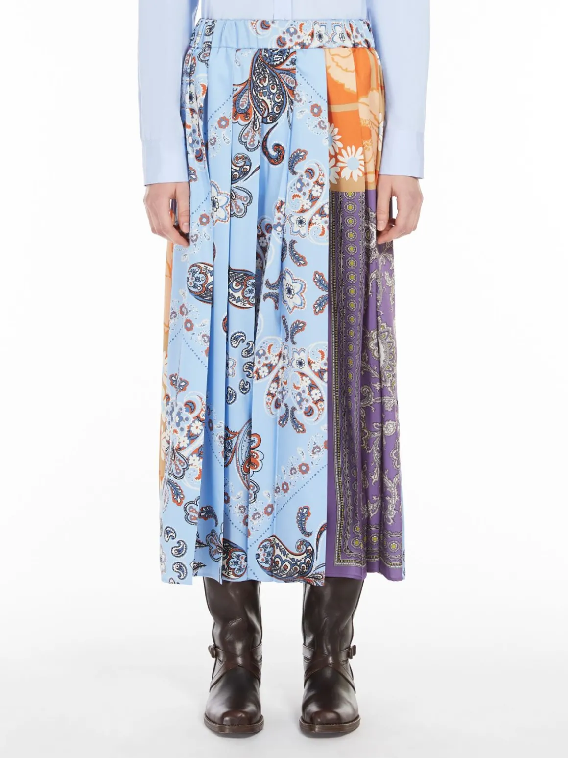 Best Sale Gonna a pieghe in twill stampato Gonne