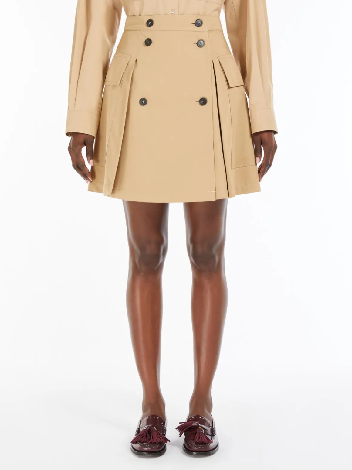 Shop Gonna corta in gabardina di cotone Gonne