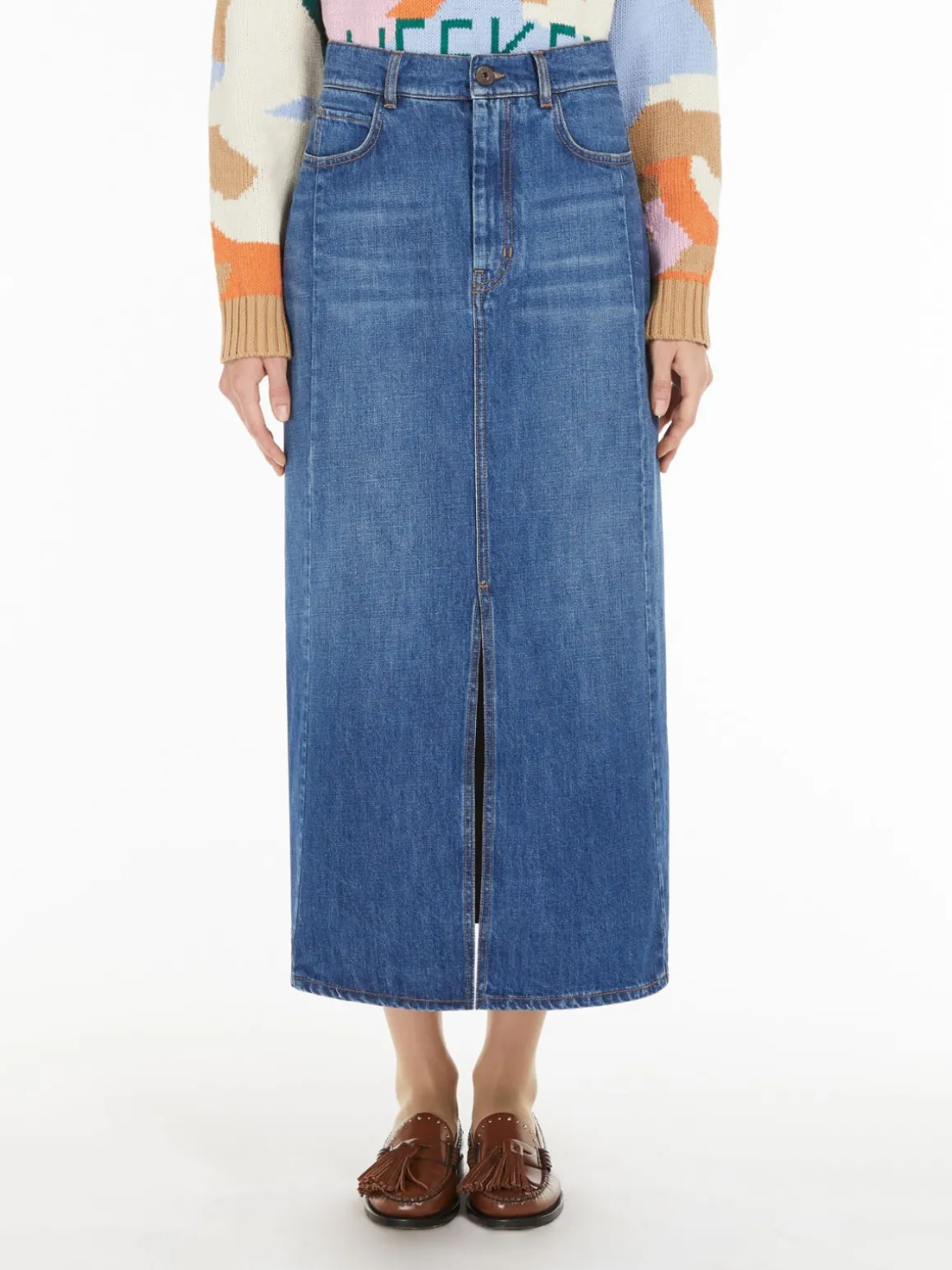 Cheap Gonna lunga in denim di cotone Gonne