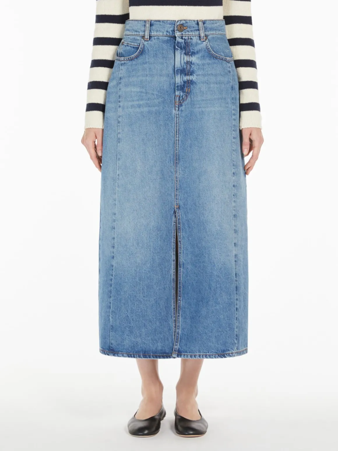 Cheap Gonna lunga in denim di cotone Gonne