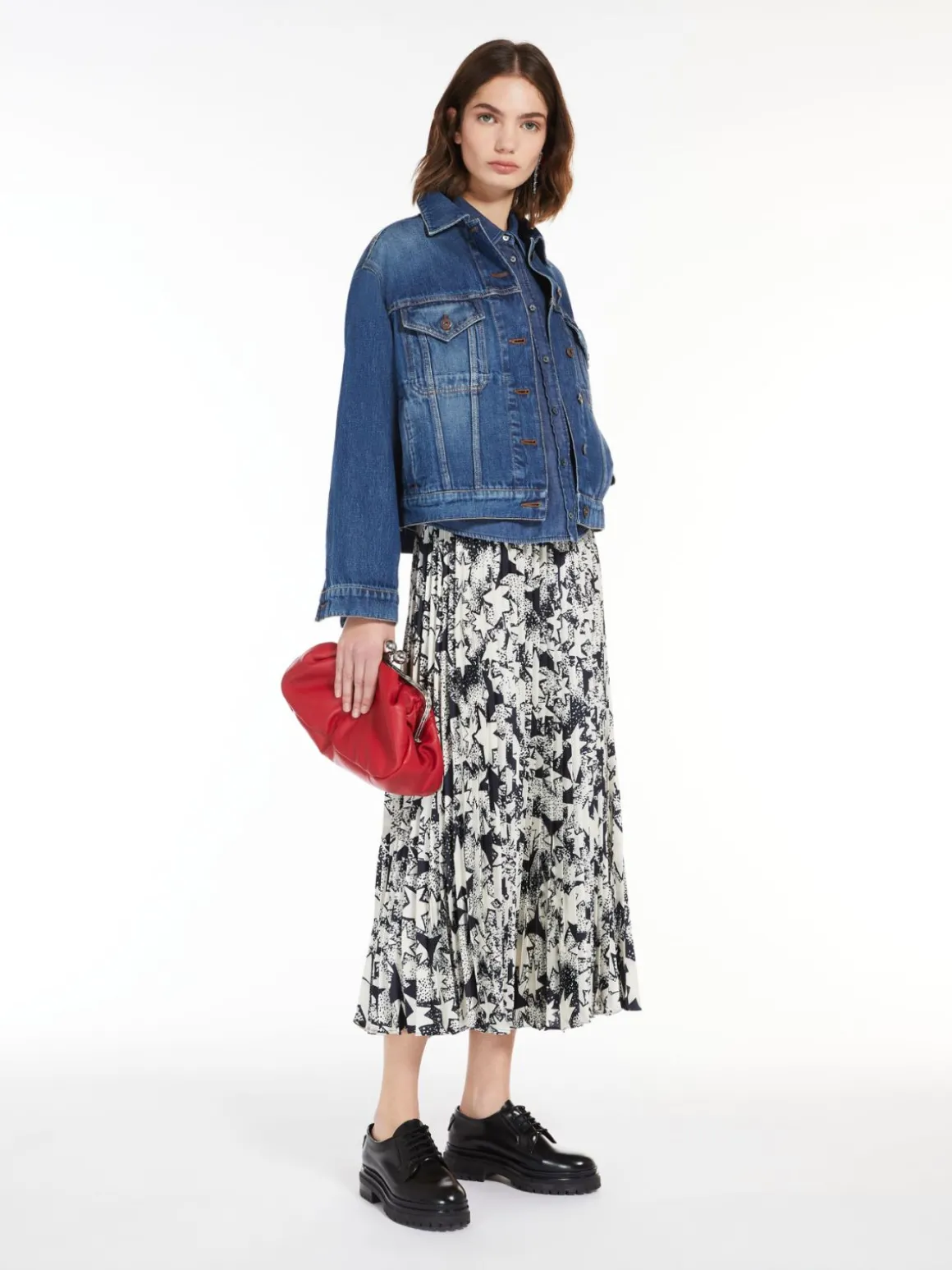 Cheap Gonna plissé in twill stampato Gonne