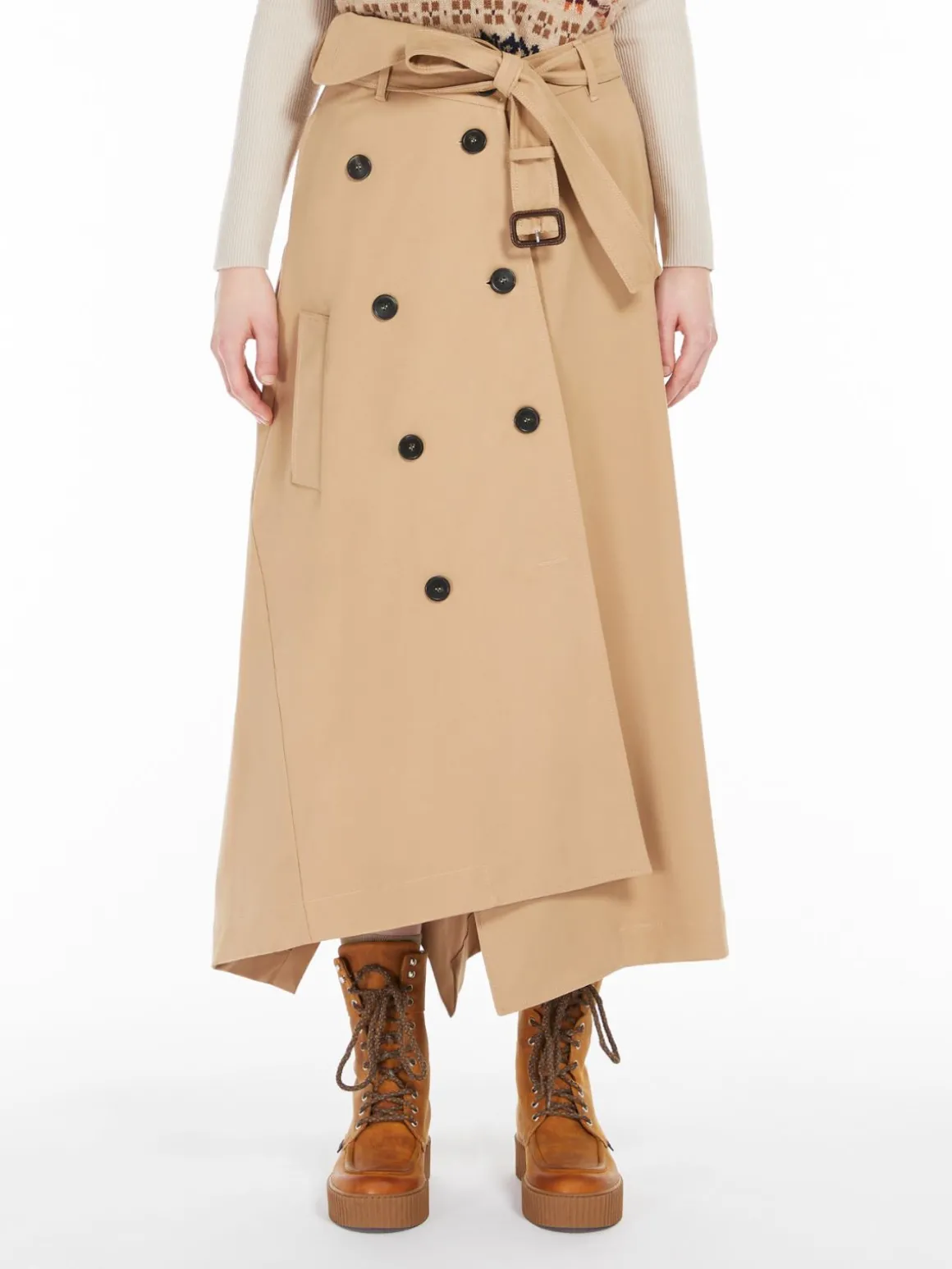 Outlet Gonna trench in gabardina di cotone Gonne