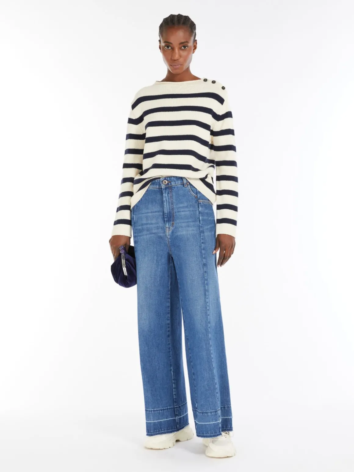 Discount Jeans ampio in denim di cotone Pantaloniejeans