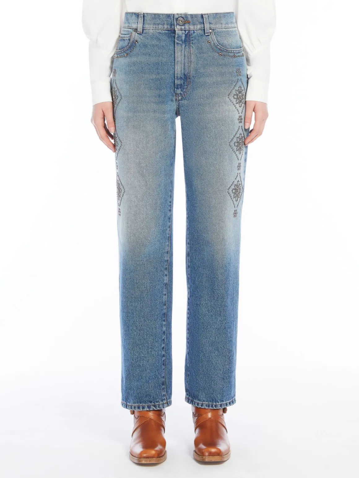 Discount Jeans regular in denim ricamato Pantaloniejeans
