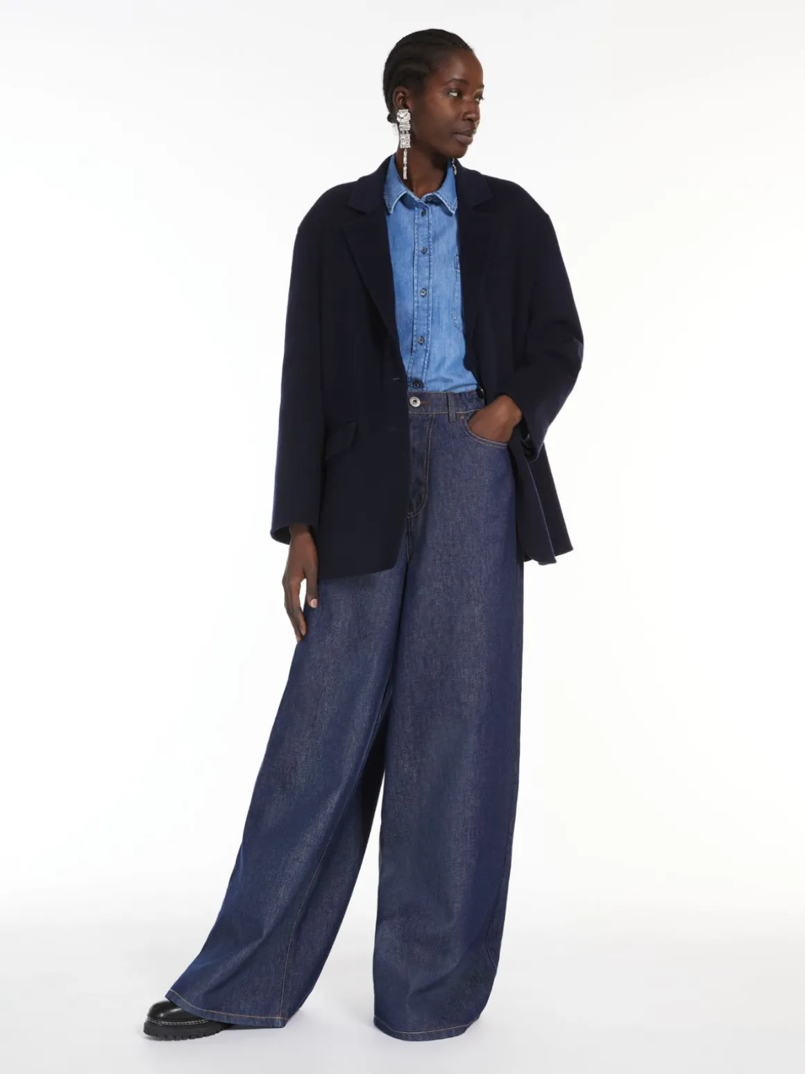 Discount Jeans wide leg in denim Pantaloniejeans