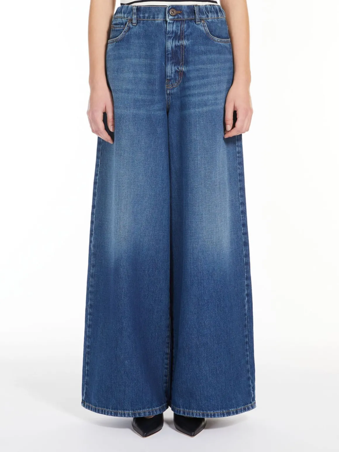 Sale Jeans wide leg in denim Pantaloniejeans