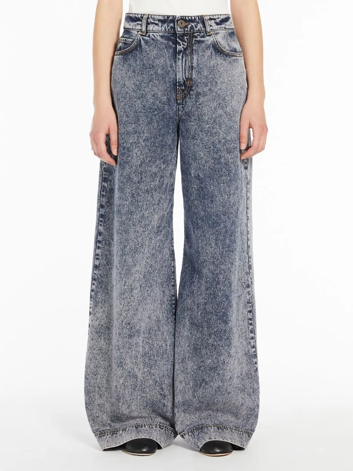 Discount Jeans wide leg in denim di cotone Pantaloniejeans