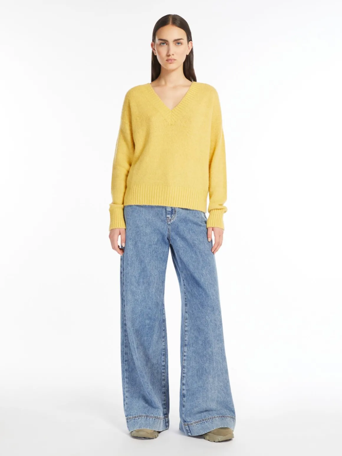 Cheap Maglia a V in alpaca e cotone Maglie