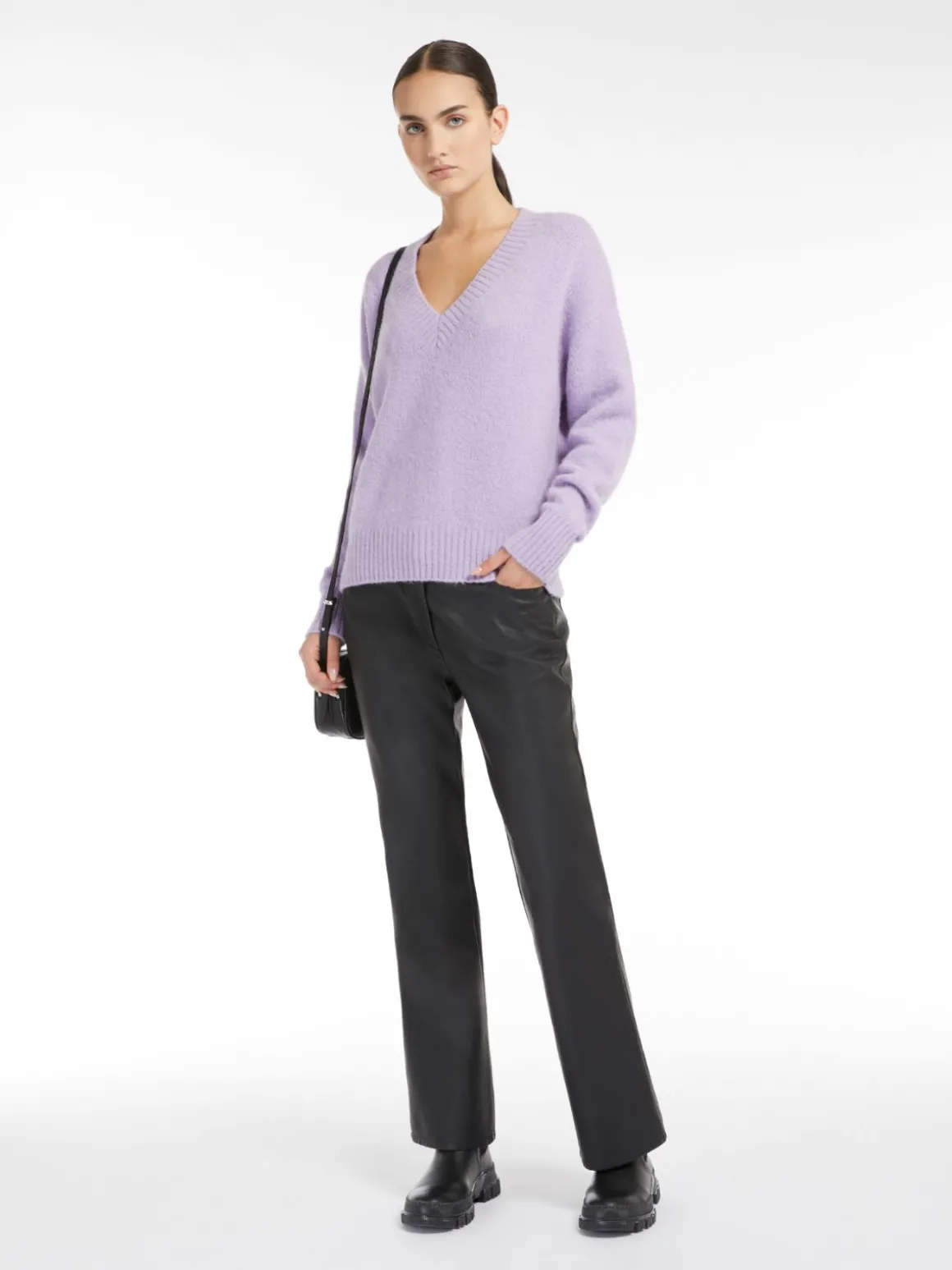 Cheap Maglia a V in alpaca e cotone Maglie