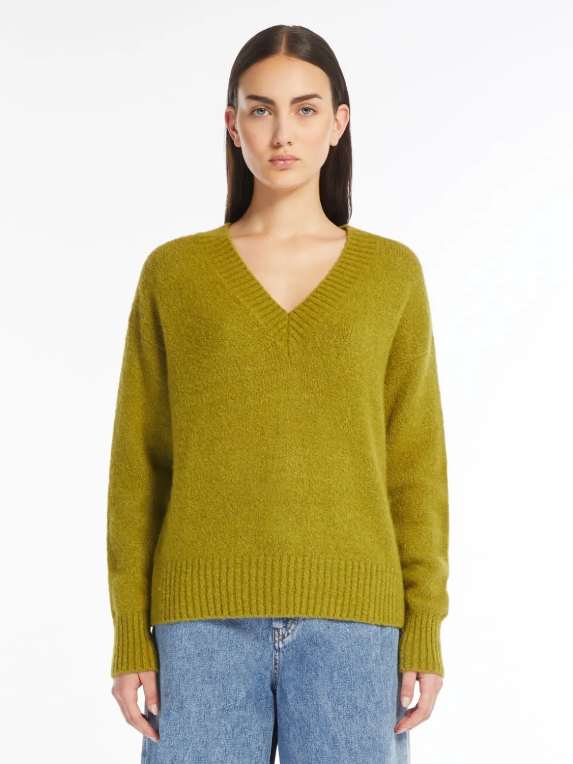 Clearance Maglia a V in alpaca e cotone Maglie
