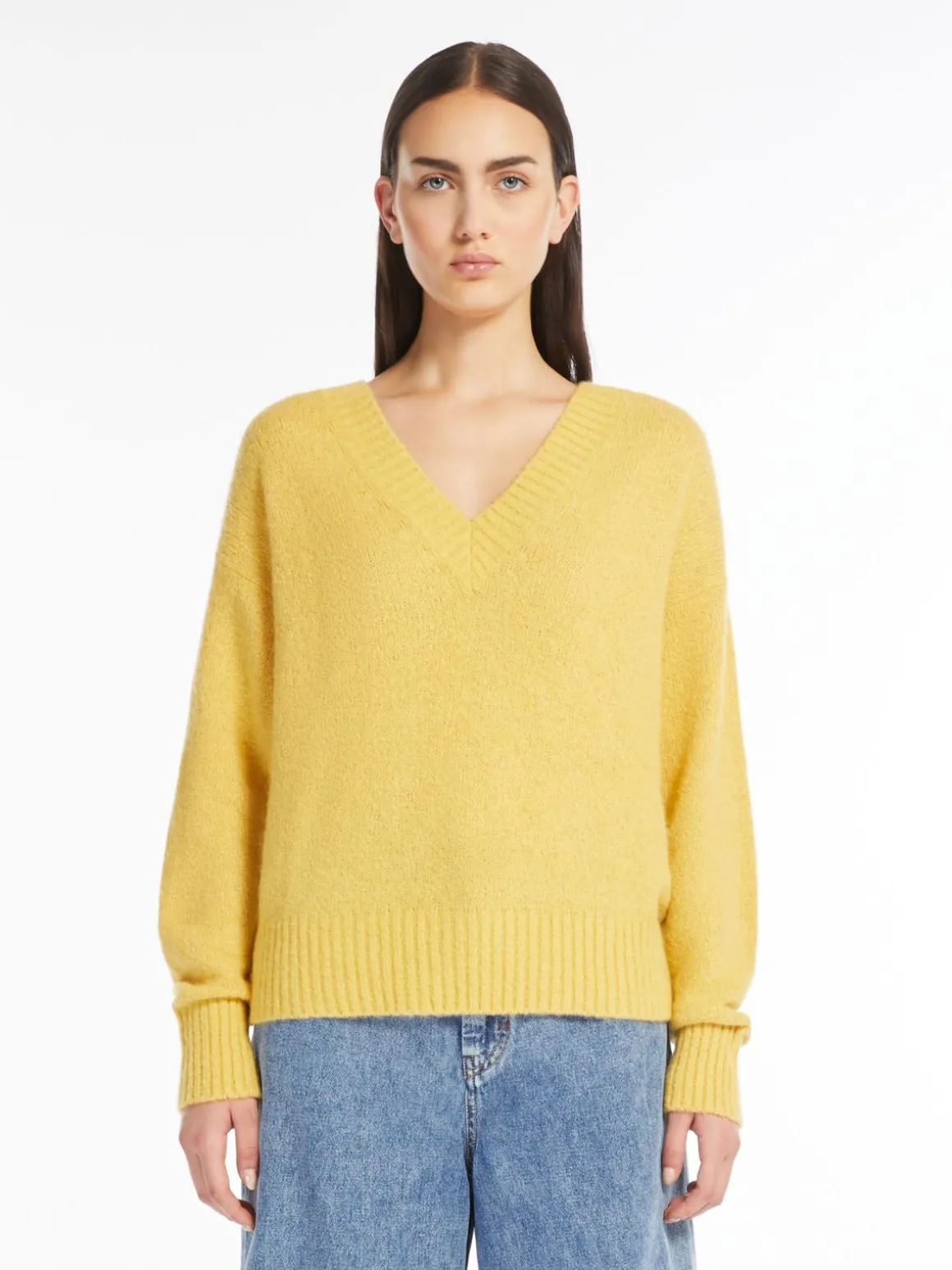 Cheap Maglia a V in alpaca e cotone Maglie