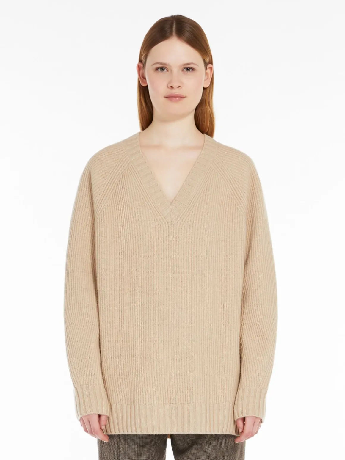 Outlet Maglia a V in lana, viscosa e cachemire Maglie