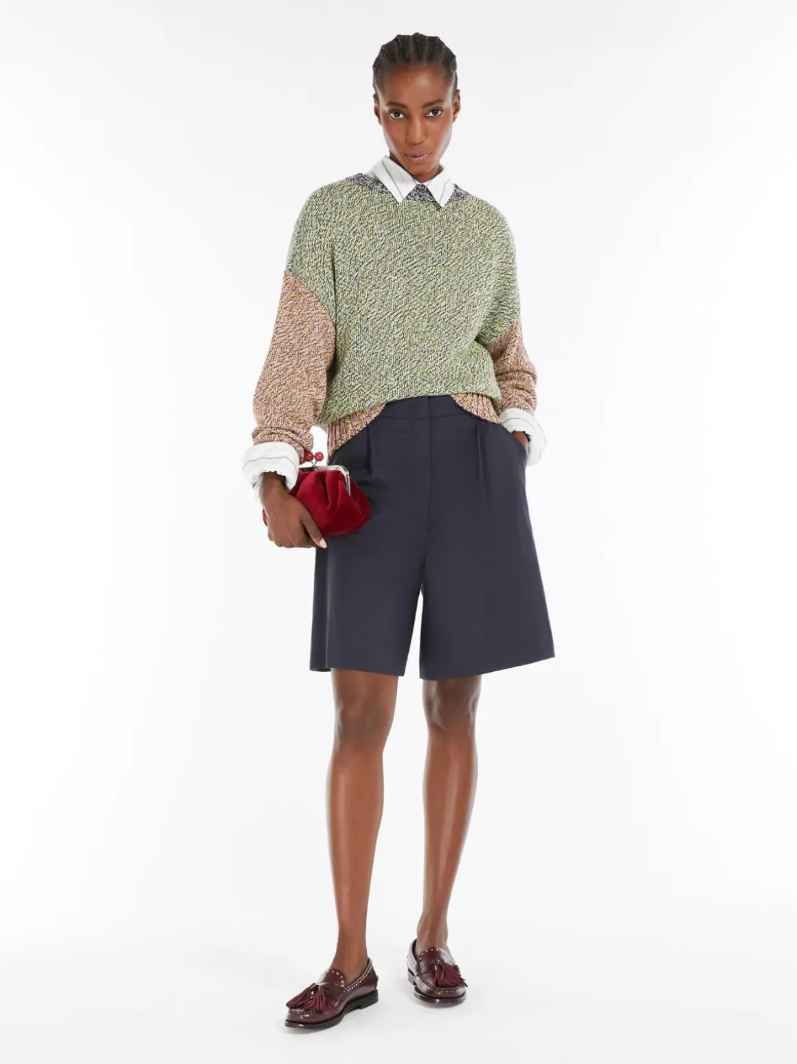 New Maglia color block di cotone e lana Maglie