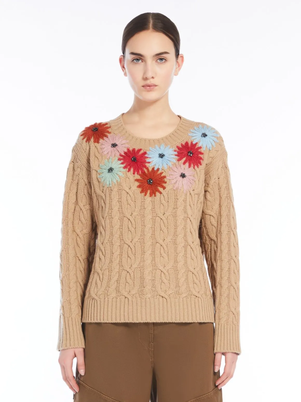 Fashion Maglia in lana con ricami Maglie