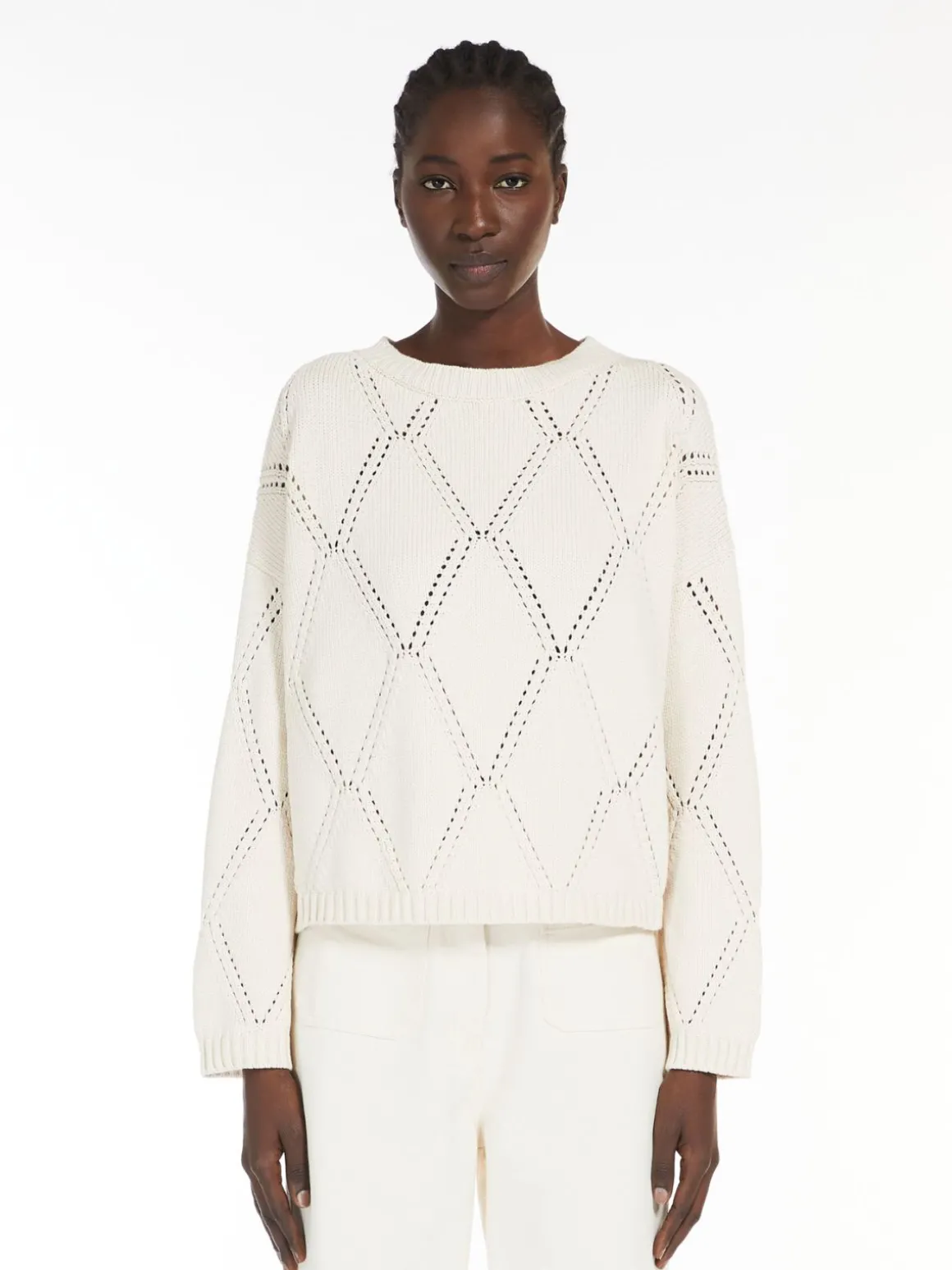 maglia_oversize_in_cotone_a_losanghe_1.webp Online Maglia oversize in cotone a losanghe Maglie