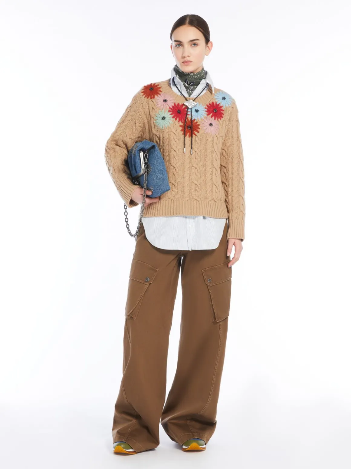 Hot Pantalone cargo in gabardina Pantaloniejeans
