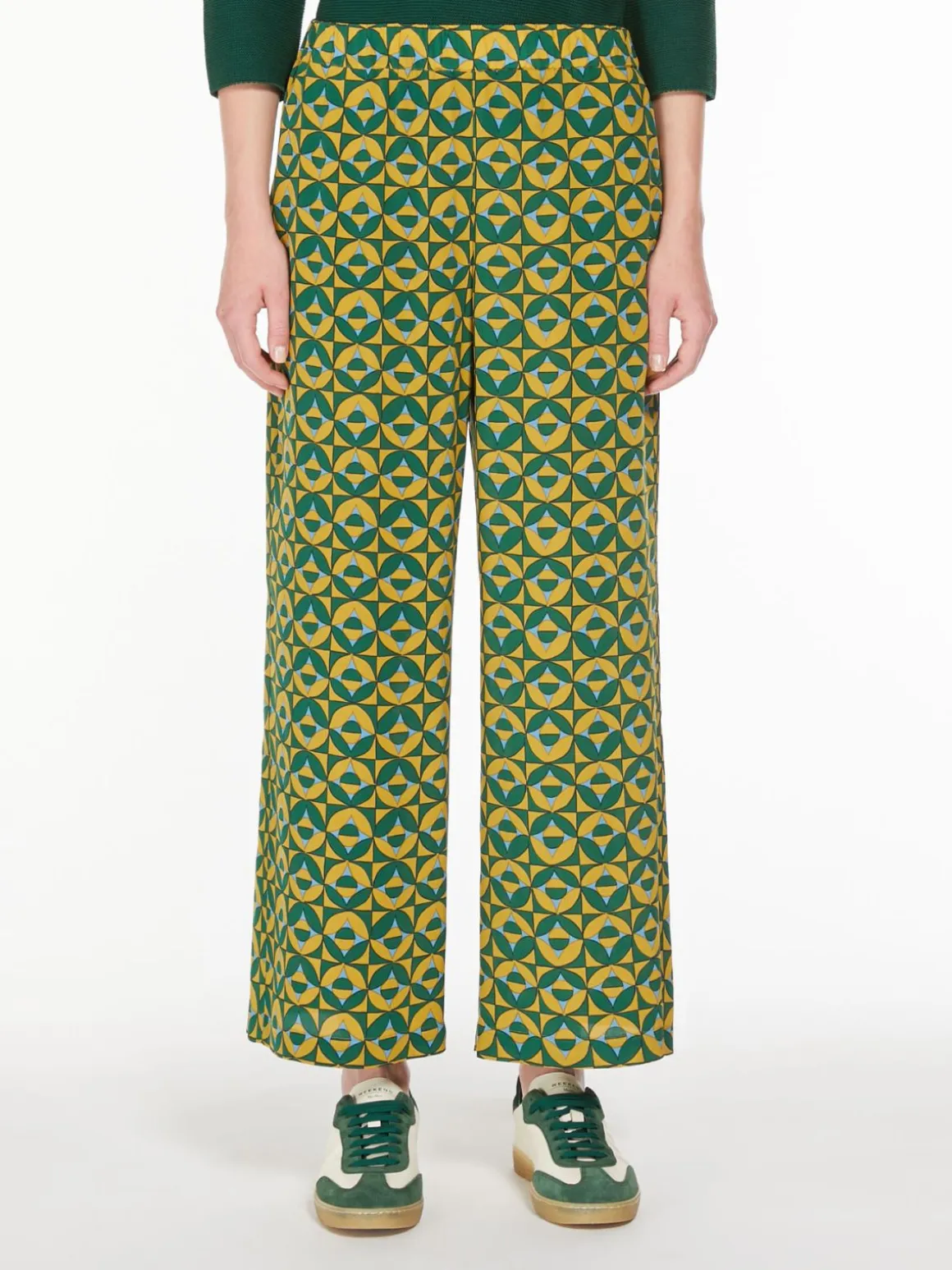 Best Pantalone crop in seta stampata Completie Tailleur | Pantaloniejeans