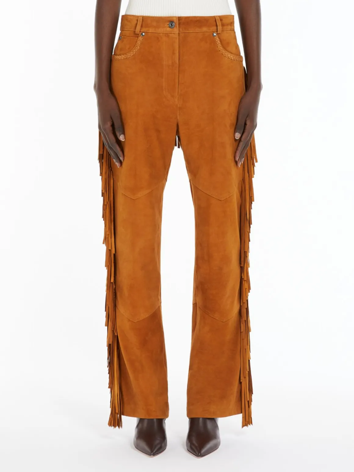 Outlet Pantalone flare in pelle scamosciata Pantaloniejeans
