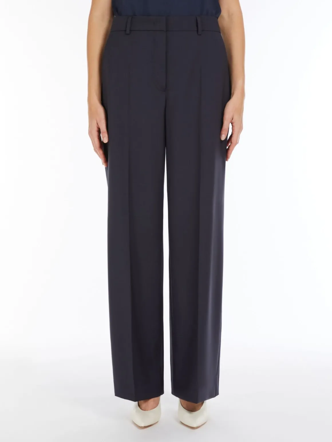 Cheap Pantalone palazzo in tela di lana Pantaloniejeans